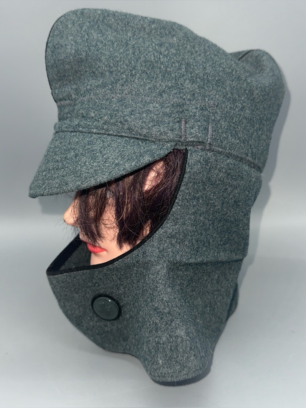 VTG 1967 Swiss Army Wool Garrison Cap M49 Transformer Balaclava Winter Hat 54